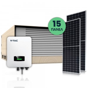ΣΕΤ Solar Inverter Υβριδικό Φωτοβολταϊκών Μονοφασικό On-Off Grid 6KW & Μονοκρυσταλλικά Φωτοβολταϊκά Πάνελ 410W & Αξεσουάρ 100176 15 τμχ. V-TAC